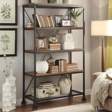 Industrial Rustic Bookcase with Casters
